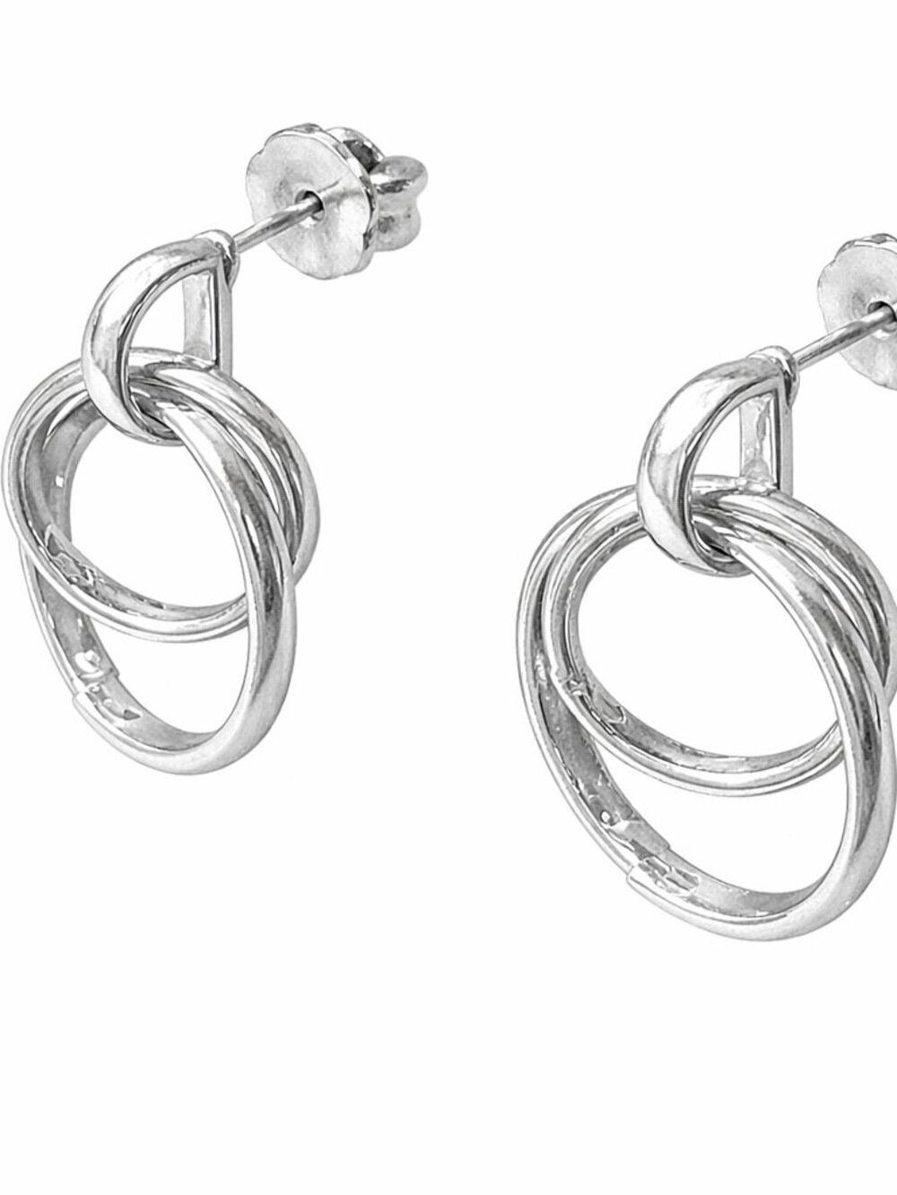 Sterling Silver Interlocking Circle Earrings